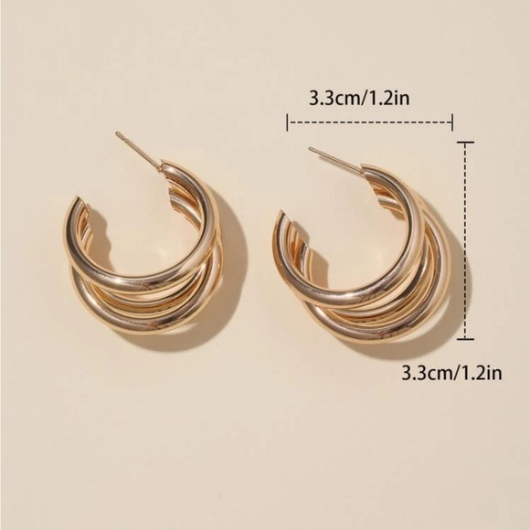 Gold Silver Tone Small Minimalist Hoop Earrings Set - Picture 6 of 6